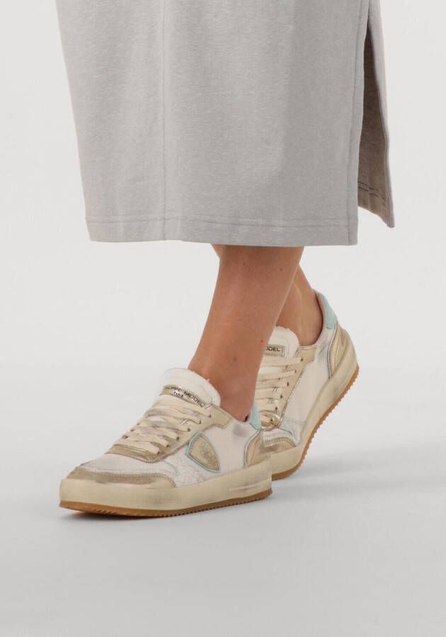PHILIPPE MODEL Lage Sneakers Dames Nice Low Woman Maat: 38 Materiaal: Leer Kleur: Goud