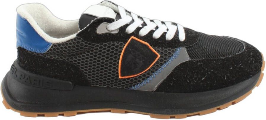 Philippe Model Sportieve Lage Sneaker in Zwart en Oranje Zwart Heren