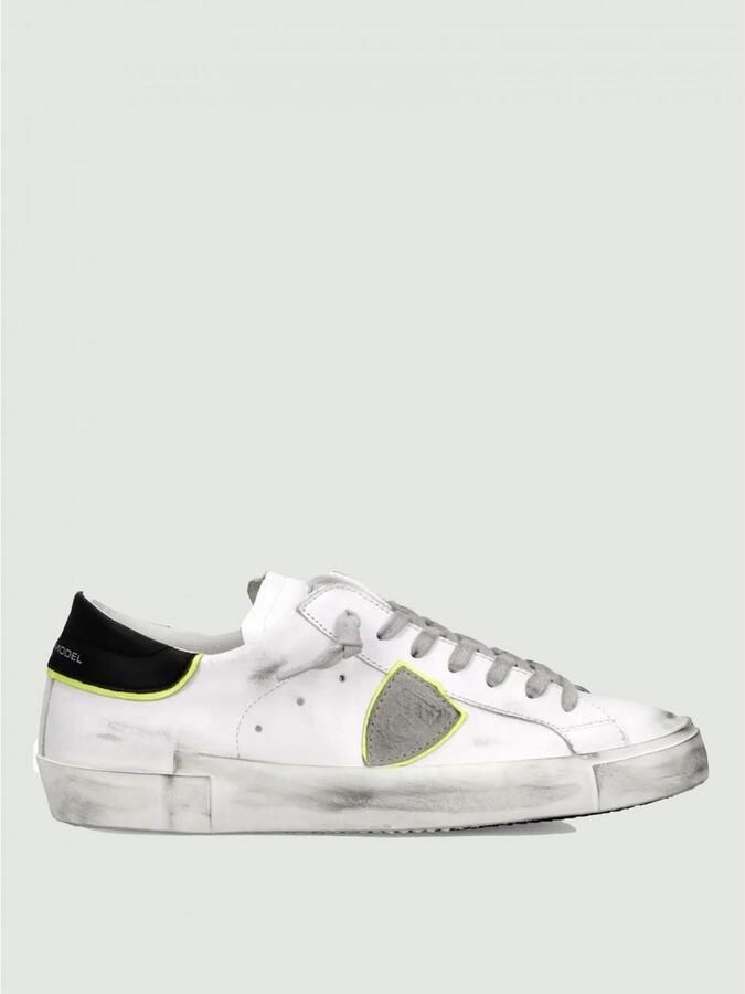 Philippe Model Vintage Neon Accent Leren Sneakers