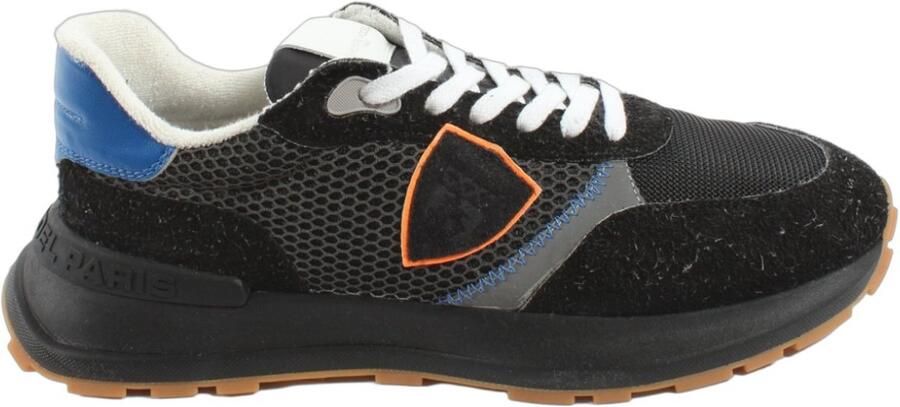 Philippe Model Sportieve Lage Sneaker in Zwart en Oranje Black Heren