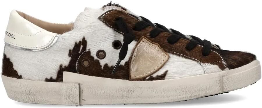 PHILIPPE MODEL Lage Sneakers Dames Prsx Low Woman Ponyhair Bruin