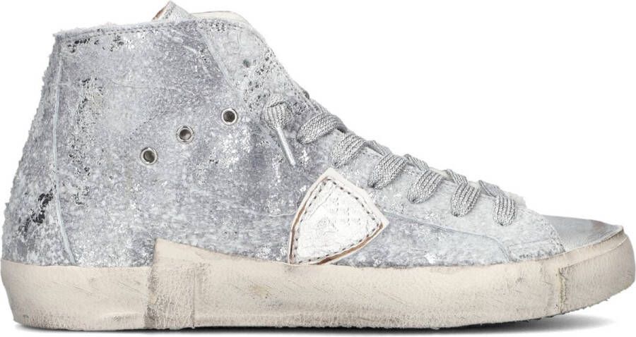 PHILIPPE MODEL Hoge Sneakers Dames Prsx High Woman Maat: 38 Materiaal: Leer Kleur: Zilverkleurig