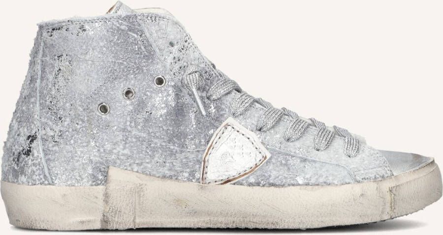 PHILIPPE MODEL Hoge Sneakers Dames Prsx High Woman Maat: 37 Materiaal: Leer Kleur: Zilverkleurig