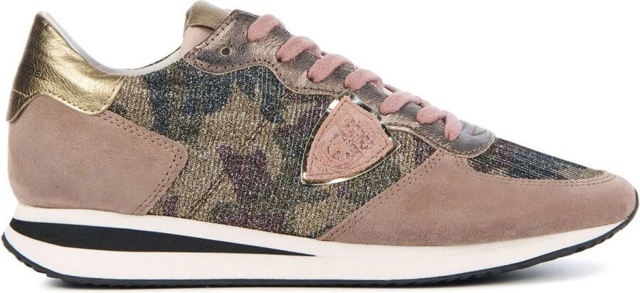 Philippe Model Sneakers Dames Lage sneakers Damesschoenen Canvas TRPX camo Glitter Oud roze