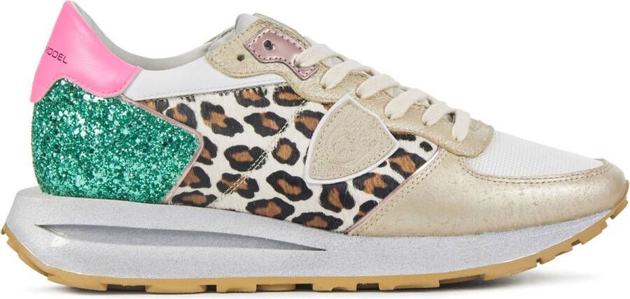 Philippe Model Sneakers Dames Lage sneakers Damesschoenen Leer Tropez Haute Low- Glitter Leopard