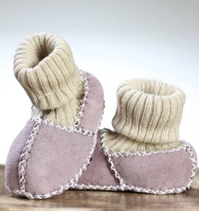 Pialetti Organic Schapenleer baby Slofje Baby Schoentjes 100% leer Handgemaakt Handmade Sokken Model Lilac Leder Babyslofjes