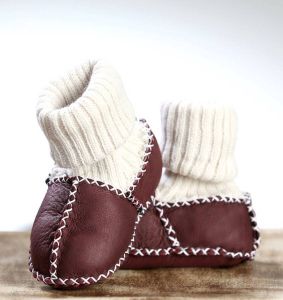 Pialetti Organic Schapenleer Baby slofjes Baby Schoentjes Born newborn Handgemaakt Sloffen Sokken Model Bordeaux Leder babyslofjes