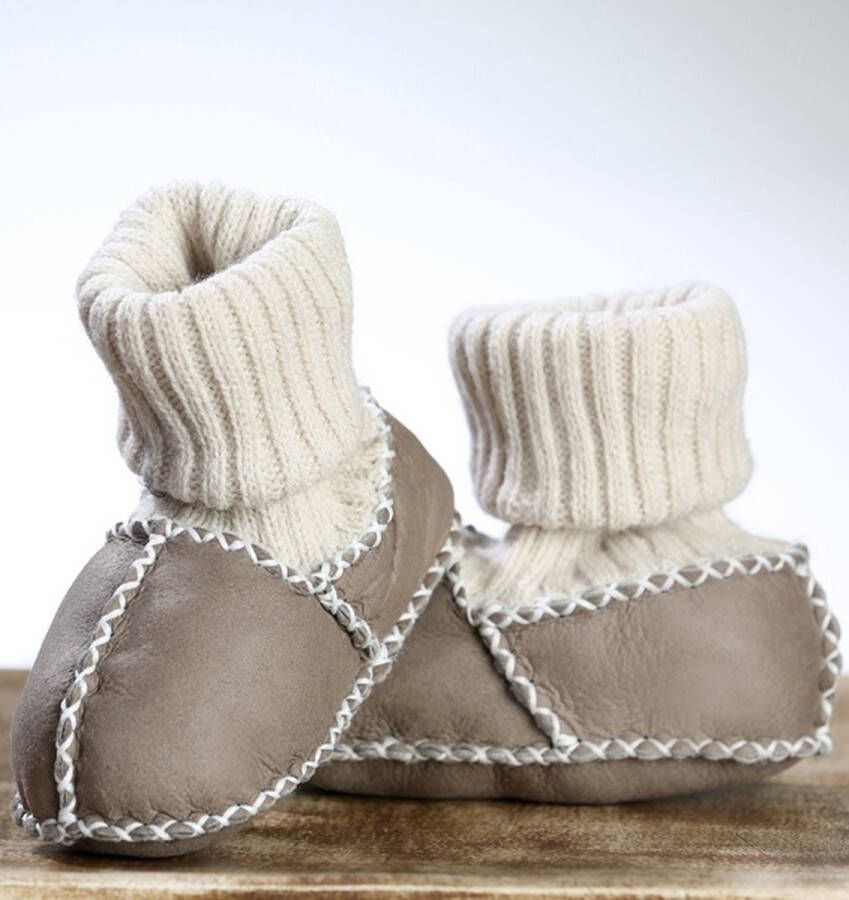 Pialetti Organic Schapenleer Baby slofjes Baby Schoentjes Born newborn Handgemaakt Sloffen Sokken Model Licht Bruin Leder babyslofjes