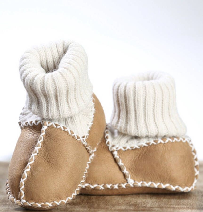 Pialetti Organic Schapenleer Baby Slofjes Baby Schoentjes Born newborn Handgemaakt Sloffen Sokken Model Bruin Leder Babyslofjes
