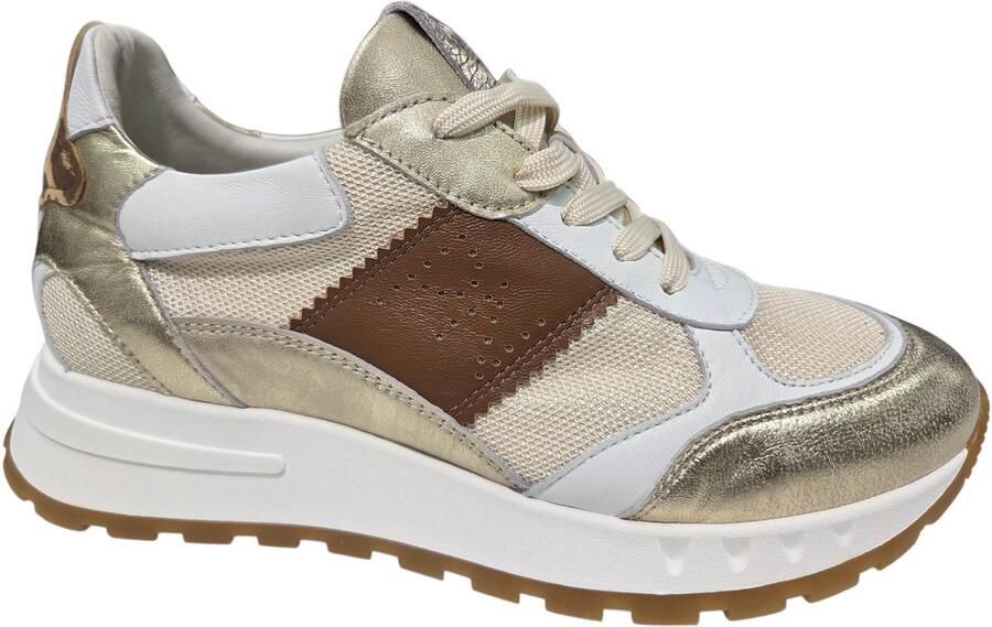 Piedi Nudi Helen 03.01 Gold Leopard Sneakers Wit Goud Leer Dames H Wit Goud