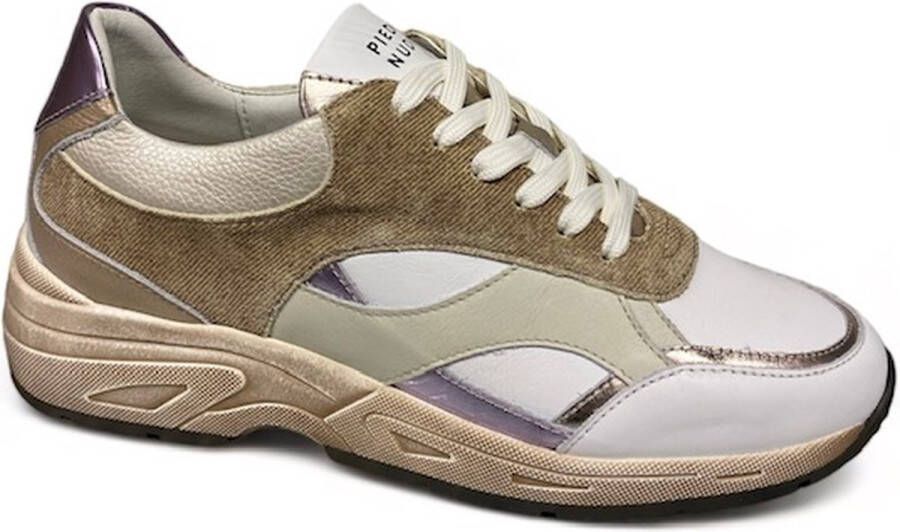 Piedi Nudi Zebra 02.04 Beige Combi-sneaker -veterschoen