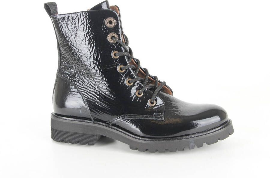 Piedi Nudi Zwarte Veterboots Lak Wijdte G