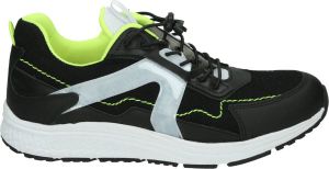 Piedro Sport Bram Sneakers Zwart Wit Geel Vetersluiting