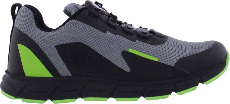 Piedro Sport Asensio Sneakers Zwart Grijs Groen Vetersluiting draaisluiting Wijdtemaat Schoen