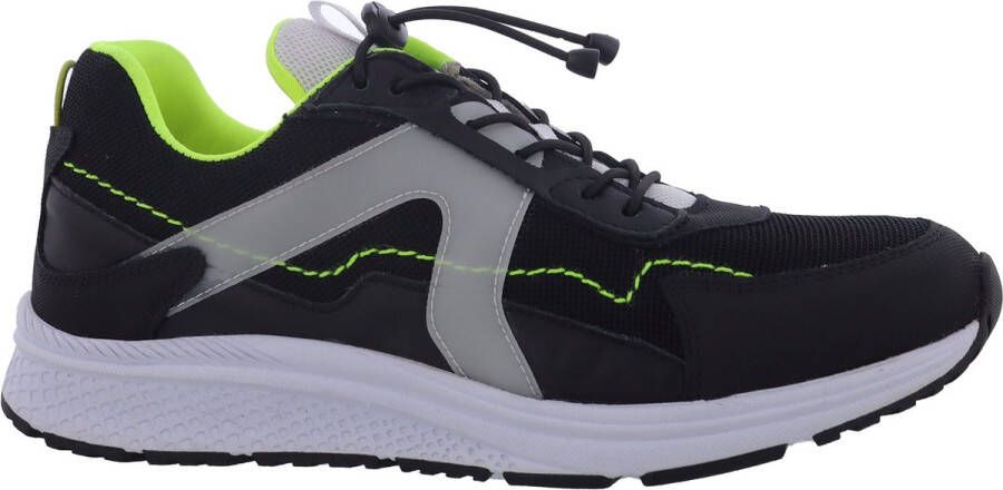 Piedro Sport Bram Sneakers Zwart Wit Geel Vetersluiting