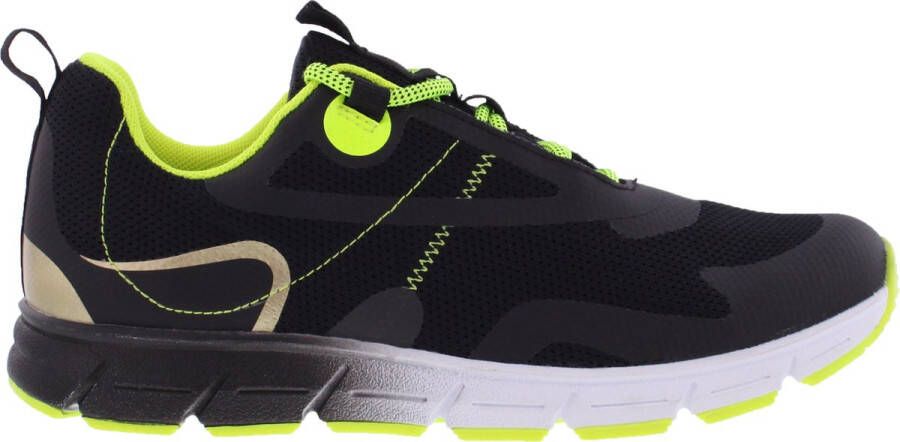 Piedro Sport Dex Sneakers Zwart Geel Vetersluiting Schoen