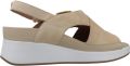 PieSanto 260383 beige suede dames sandaal riet gesp - Beige
