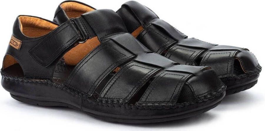 Pikolinos Zwarte Herensandalen met Klittenband Zwart Heren