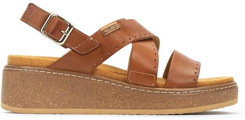 Pikolinos Bruine leren sandaal met uitneembaar voetbed Brown Dames