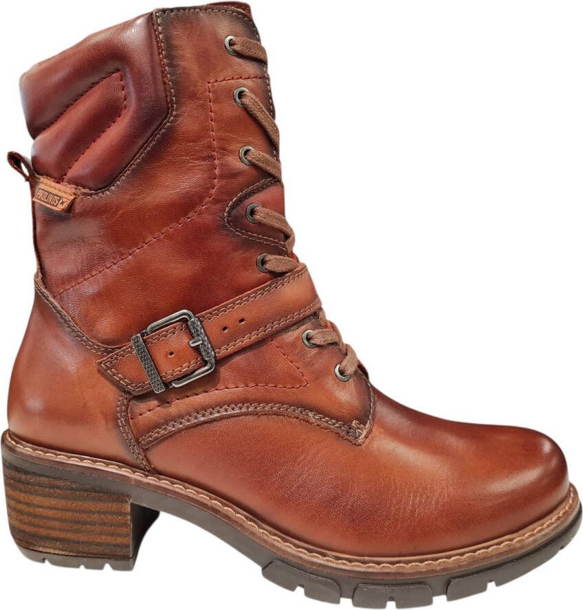 Pikolinos Cognac Leren Dames Veterboots Cogna