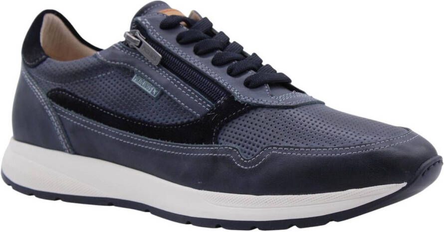 Pikolinos Blauwe Leren Sneaker Lichtgewicht Zool Blue Heren