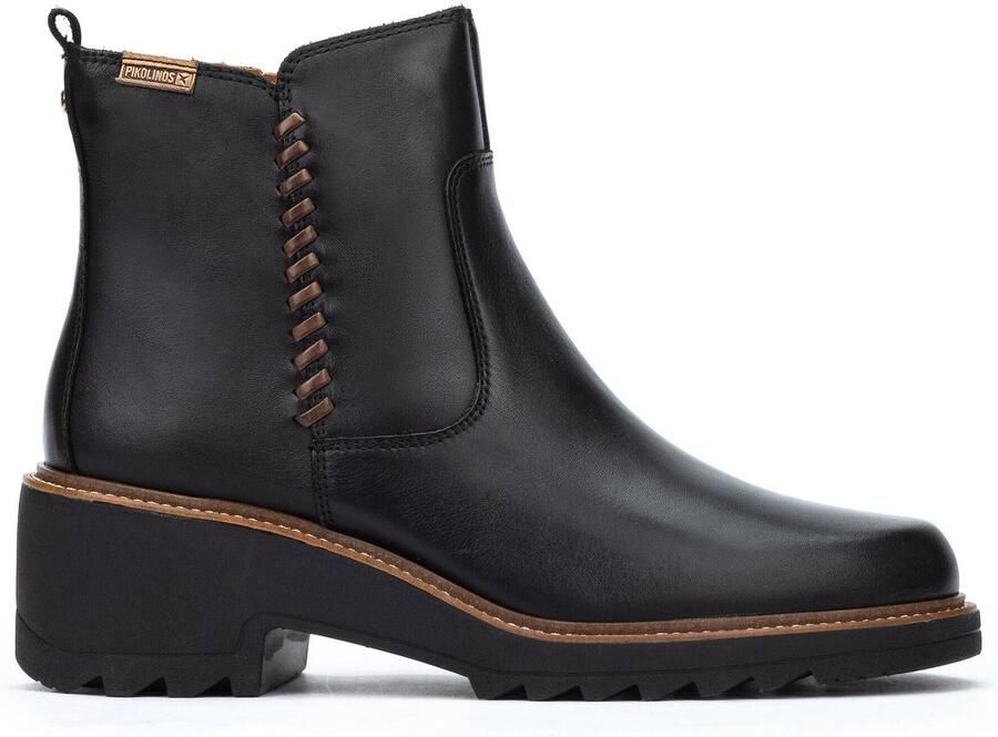 Pikolinos Zwarte leren enkellaarzen voor vrouwen
