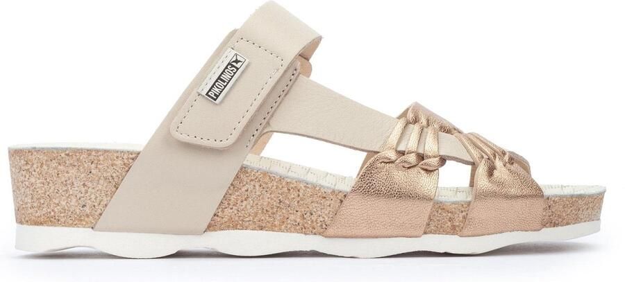 Pikolinos Beige Leren Sleehak Sandalen