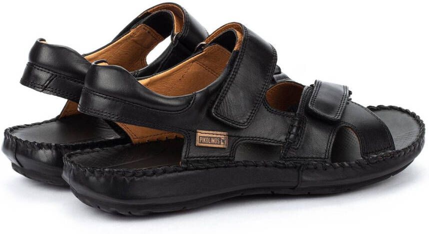 Pikolinos Zwarte herensandaal Comfortabele haak- en lusluiting