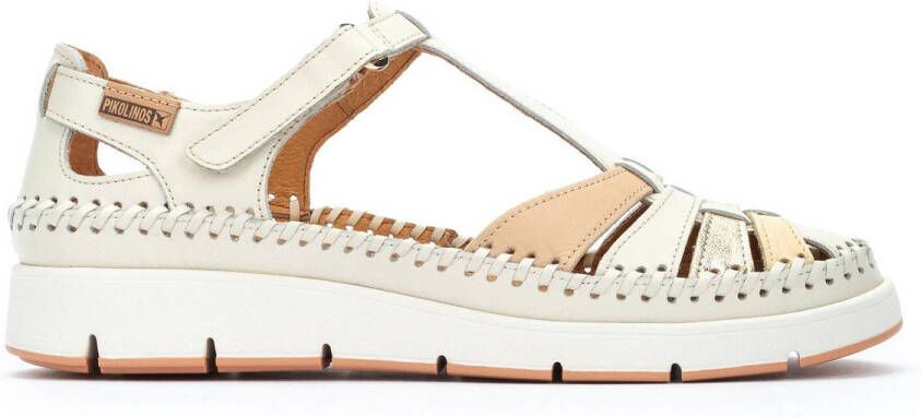 Pikolinos Comfortabele leren sandaal off white Beige Dames