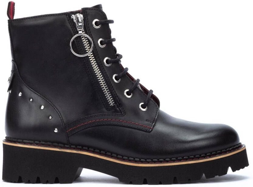 Pikolinos Zwarte Leren Enkellaars voor Dames Black Dames