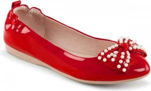 Pin Up Couture Ivy 09 opvouwbare ballerina met strik en parel detail lak rood Vintage Rockabilly = )