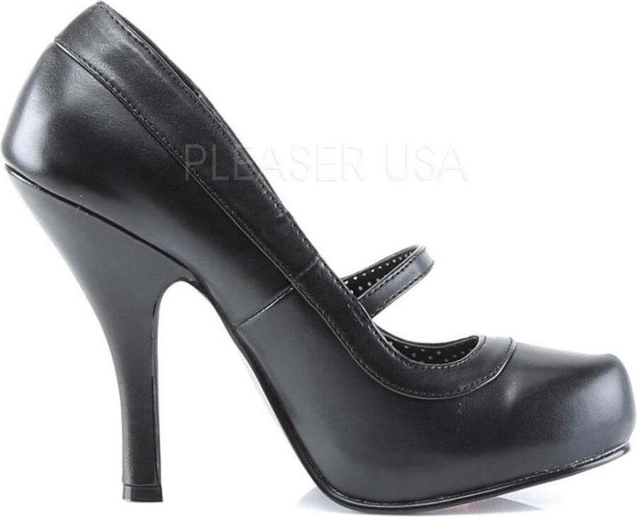 Pin Up Couture Cutiepie-02 plateau mary jane pump met bandje mat zwart Vintage Rockabilly - Foto 2