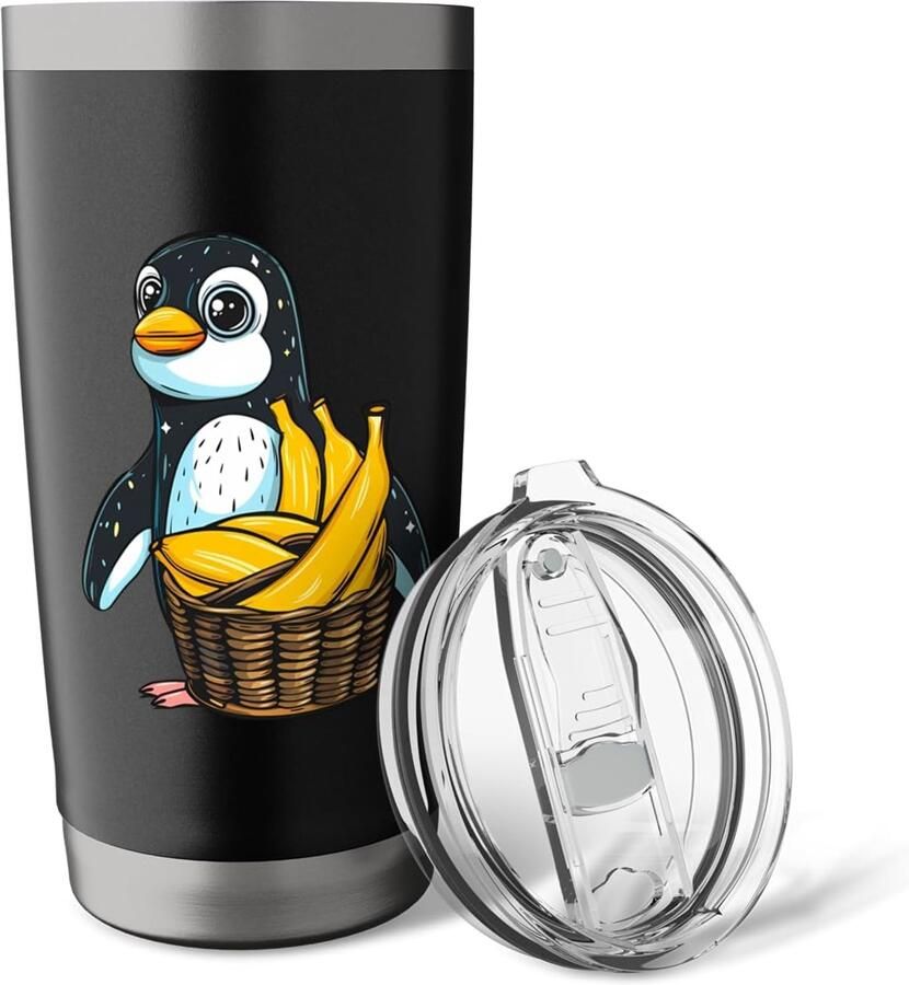 Pinguin met Bananen Kunstwerk Thermobeker