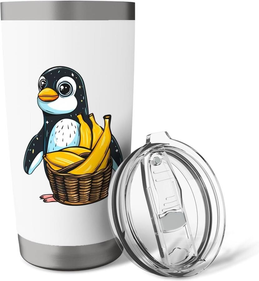 Pinguin met Bananen Kunstwerk Thermobeker