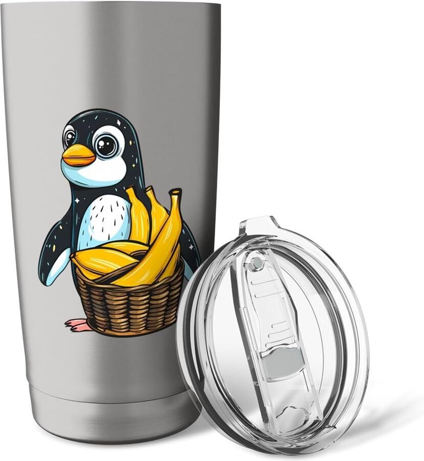 Pinguin met Bananen Kunstwerk Thermobeker