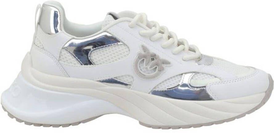 Pinko Witte en Zilveren Sneakers voor Vrouwen White Dames