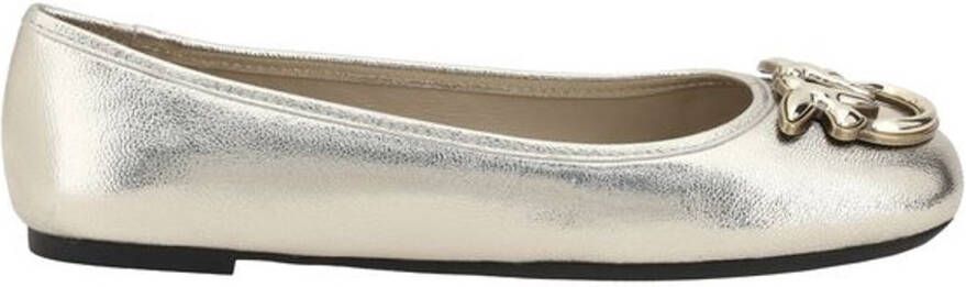 Pinko Metallic Finish Ballerina's met Iconic Logo Gray Dames