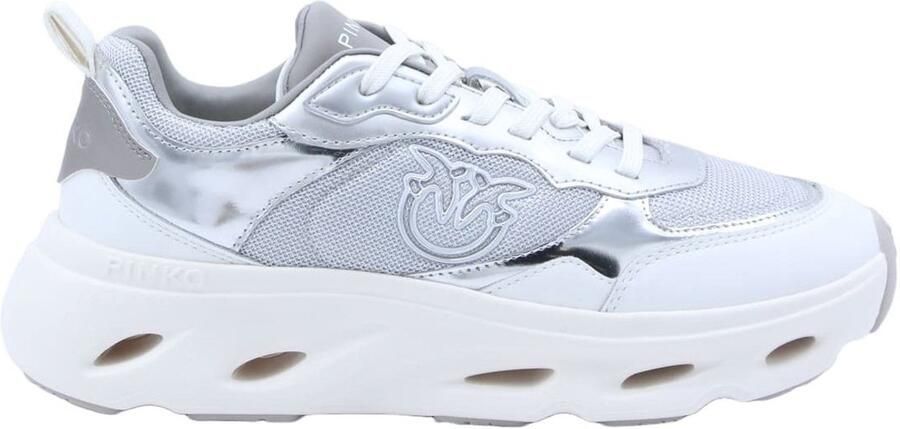 Pinko Pink 09 Sneaker Calf Leather Metallic Mesh Mirror
