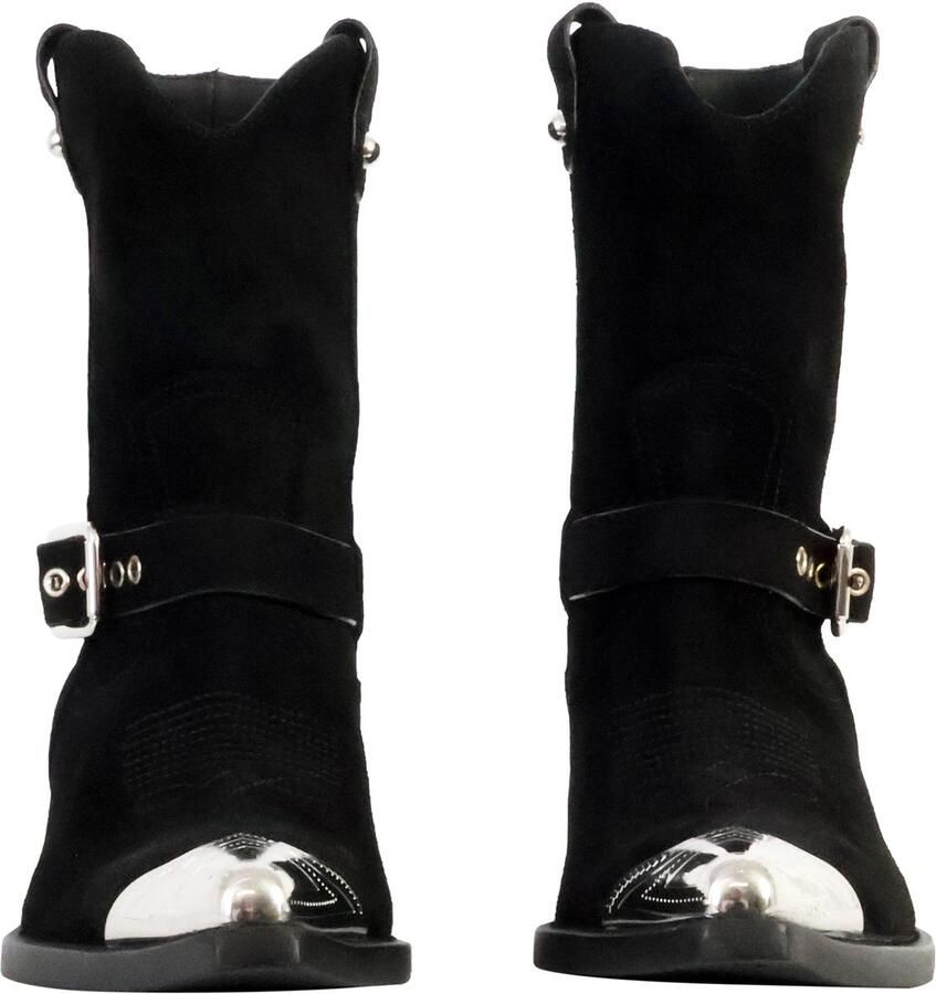 Pinko Metalen Neus Leren Enkellaarzen Gespen Black Dames