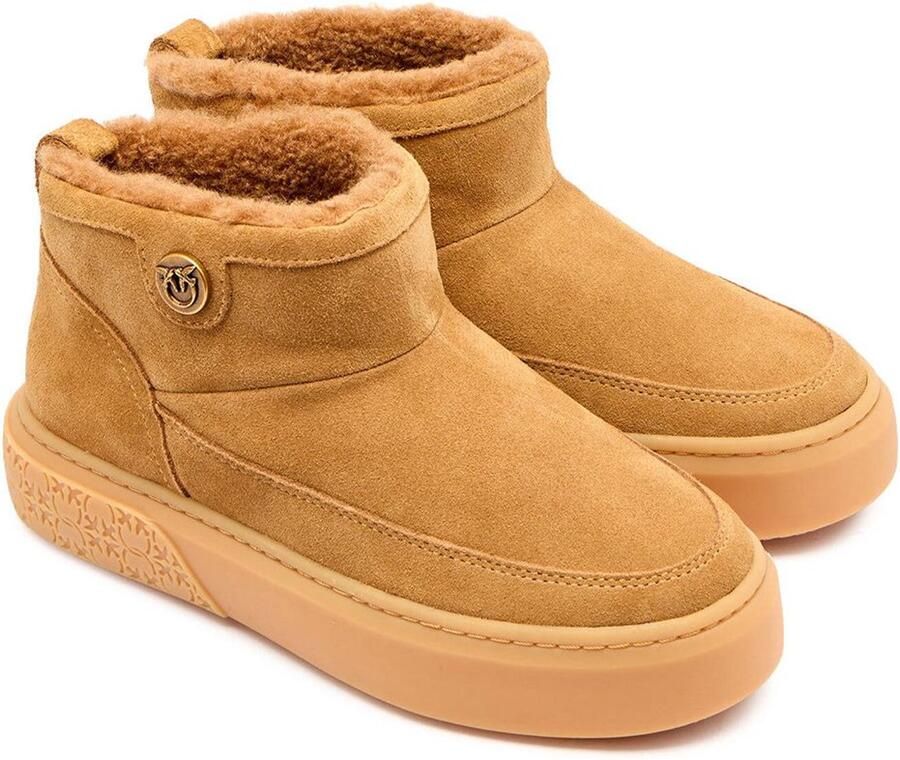 Pinko Zwarte Mid Sneaker Koe Suède Bont