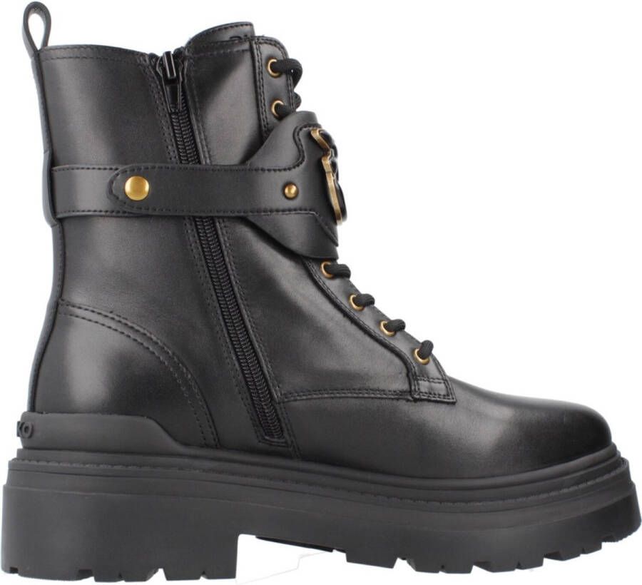 Pinko Leren enkellaarzen met logoriem Black Dames