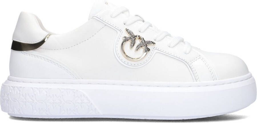 Pinko Low-Top Sneakers Panelled White Calf Leather Sneakers With Love Bir in wit