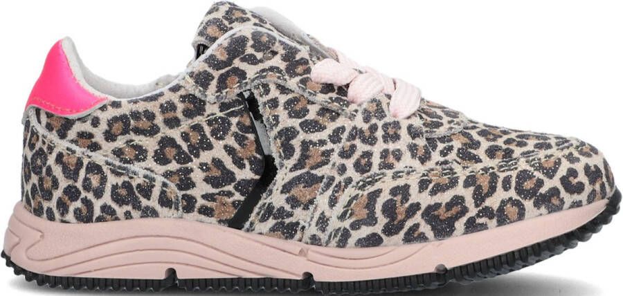 Pinocchio F1584 suède sneakers met panterprint beige roze - Foto 4