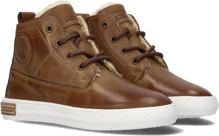 Pinocchio P2851 Hoge sneakers Leren Sneaker Jongens Kids Bruin