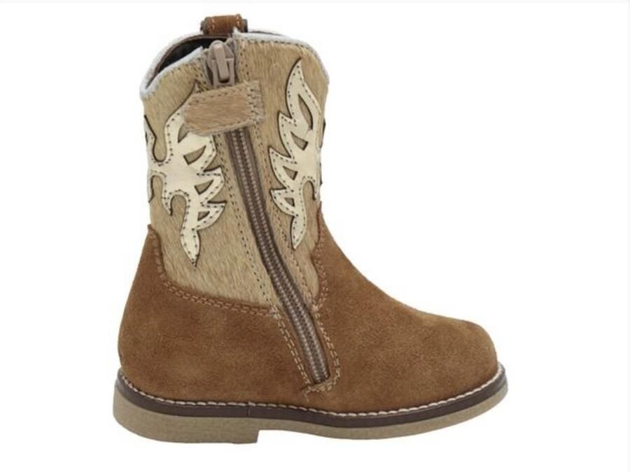 Pinocchio suède cowboylaarzen met ponyhair cognac beige - Foto 4