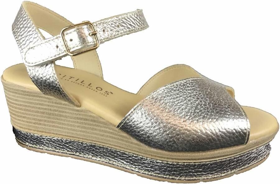 Pitillos 11.280 platinum plateau sandaal met zacht voetbed Bonne Shoe