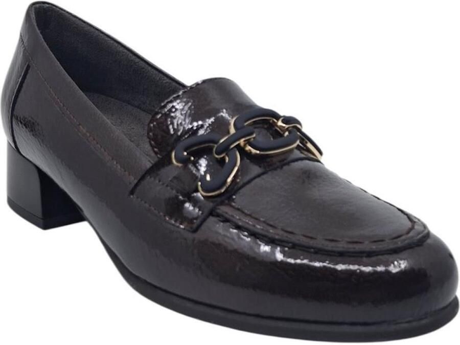 Pitillos 11635 marron mocassin in lakleer met hakje voor steunzolen