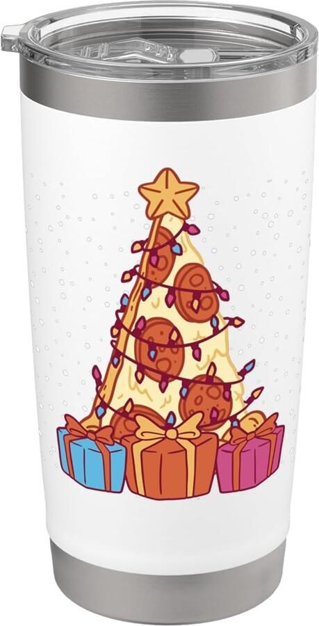 Pizza grappig Italiaanse kerstman dubbelwandige thermobeker