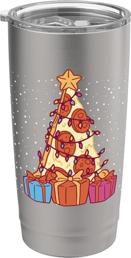 Pizza grappig Italiaanse kerstman dubbelwandige thermobeker