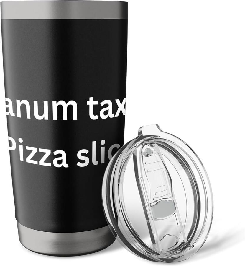 Pizzaschijf voor op je bureau dubbelwandig roestvrijstalen thermosbeker